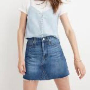 Madewell Medium Blue Denim A-Line Mini Skirt